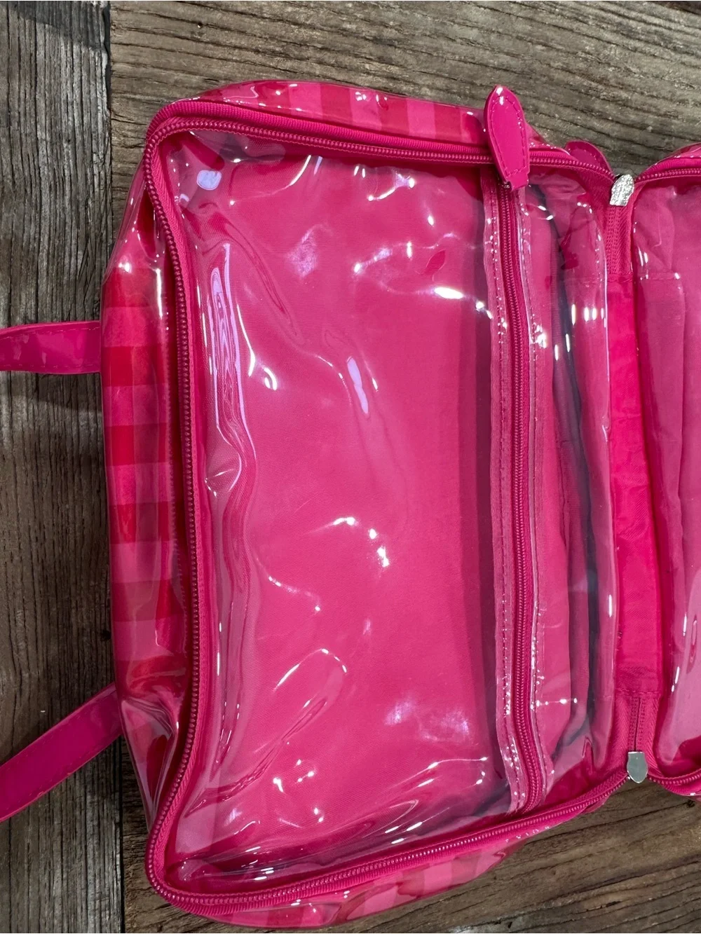 Victoria's Secret Hot Pink Clear Panel Travel Cosmetic Pouch